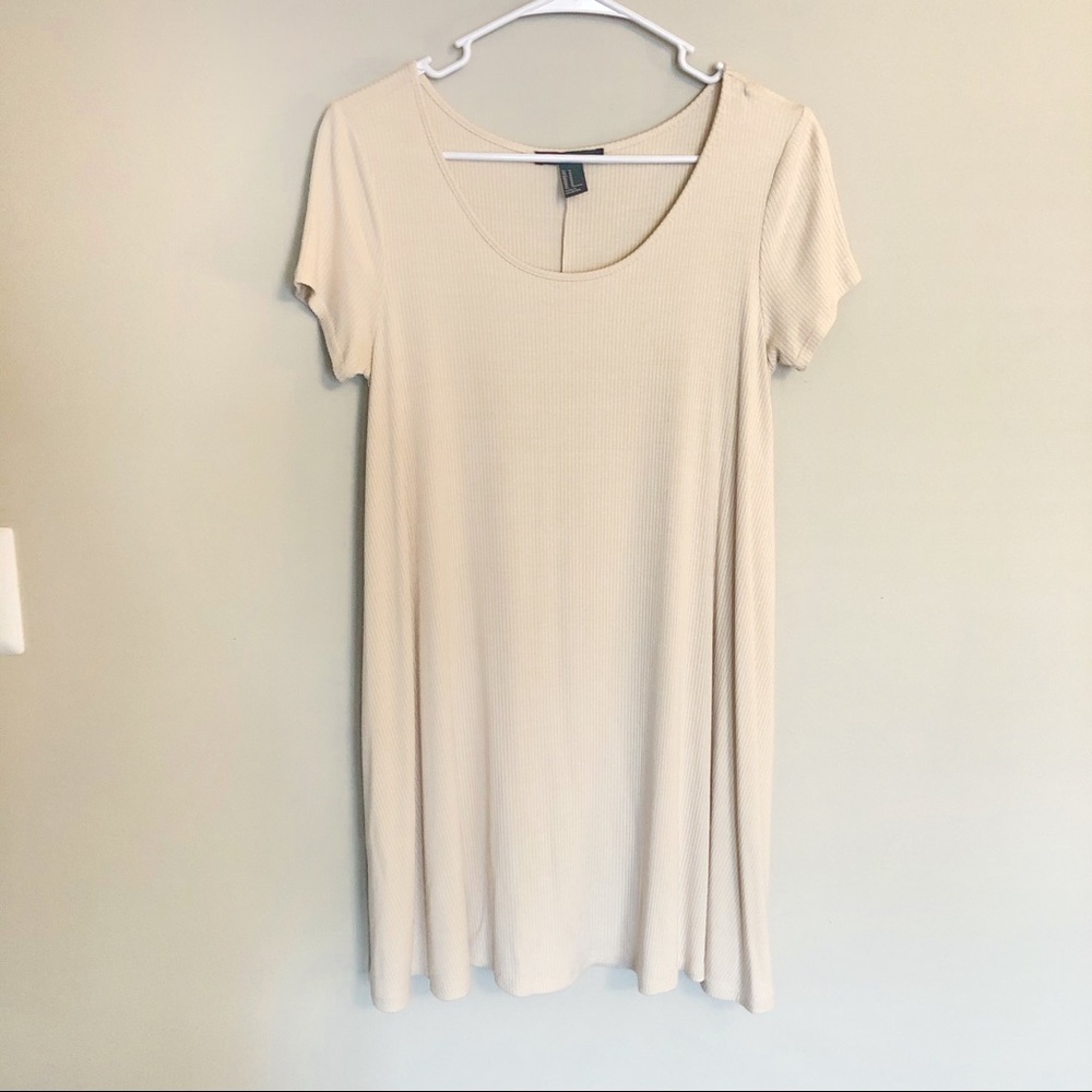 Forever 21 Ribbed T-Shirt Dress Cream - Picture 1 of 8